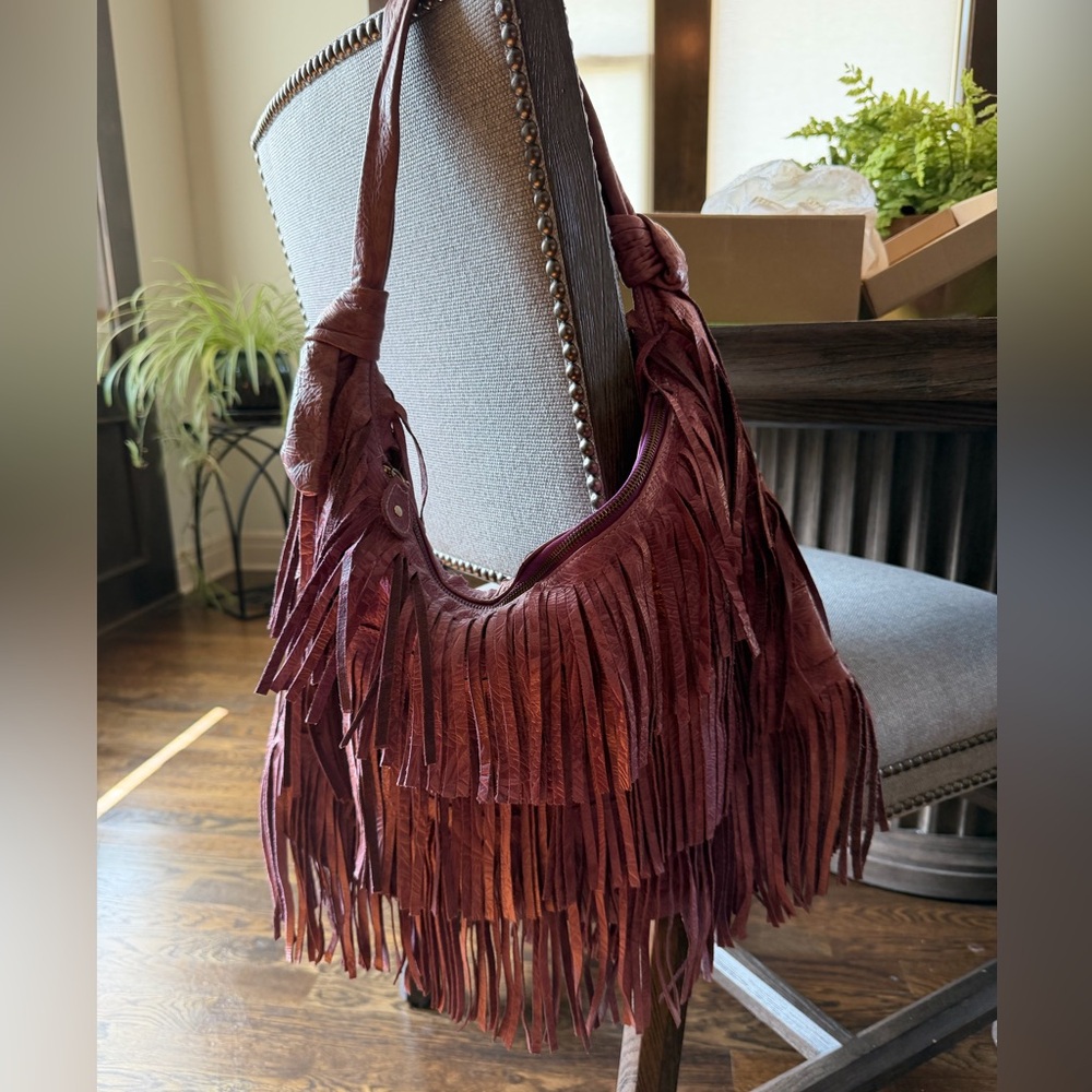 Posse RARE Purple Leather Fringe Large Hobo Bag